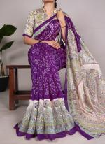 Silk Purple Daily Wear Printed Saree